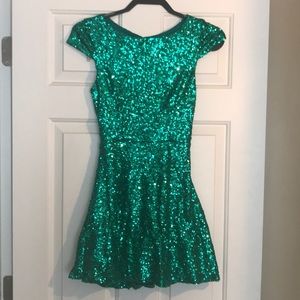 Emerald green sequin dress
